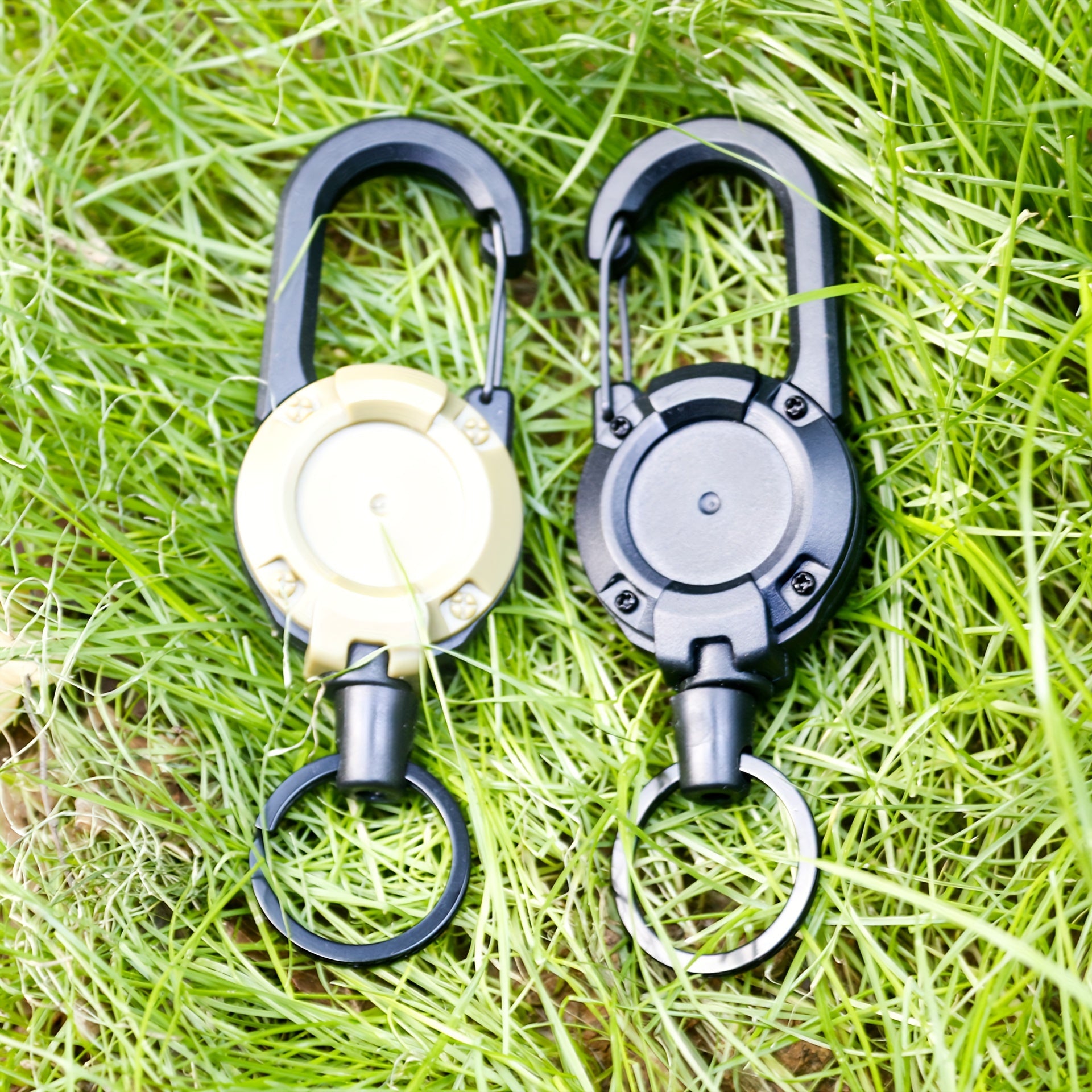 4pcs Metal Fishing Line Retractable Lanyard With Carabiner