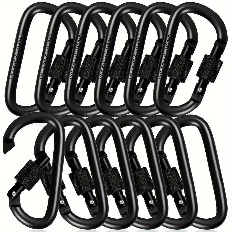 6 Pcs D-Shaped Spring Hook Carabiners with Screw Gate