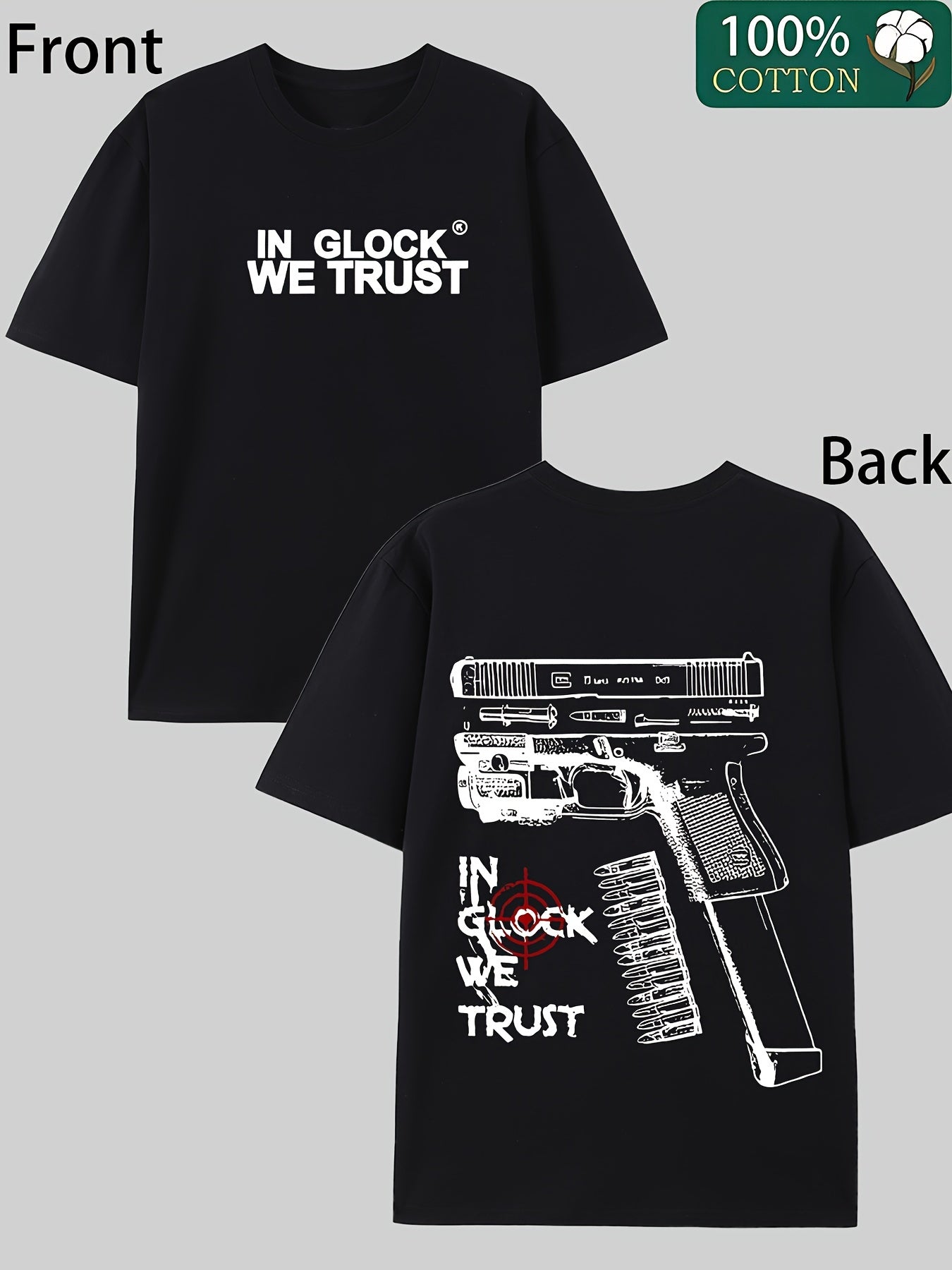 In Glock We Trust T-Shirt- 100% Pure Cotton + FREE CAMOUFLAGE CAP [LAST UNITS AVAILABLE]