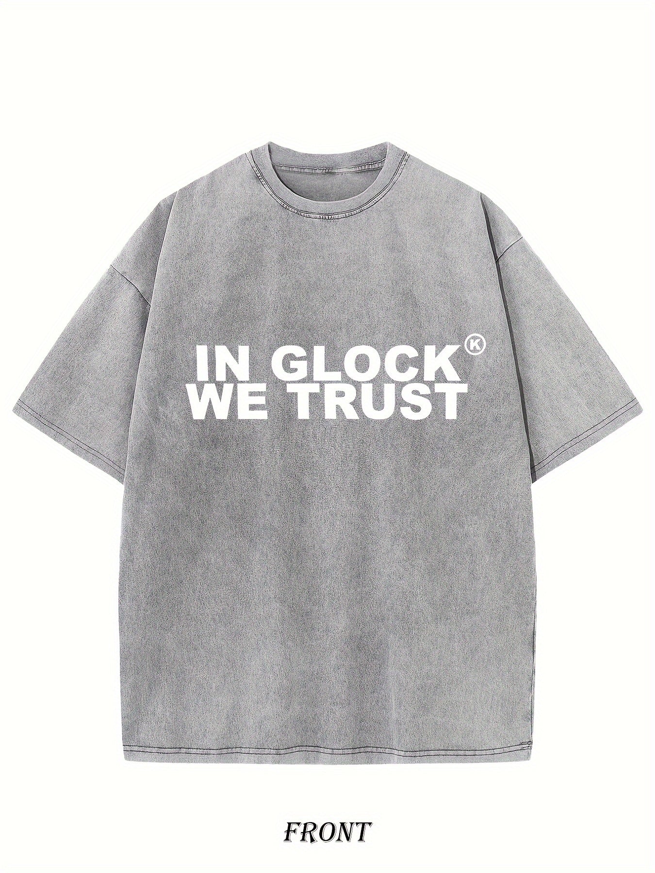 IN GLOCK WE TRUST Graphic Print Heavyweight Basic T-shirt Cotton + FREE CAMOUFLAGE CAP [LAST UNITS AVAILABLE]