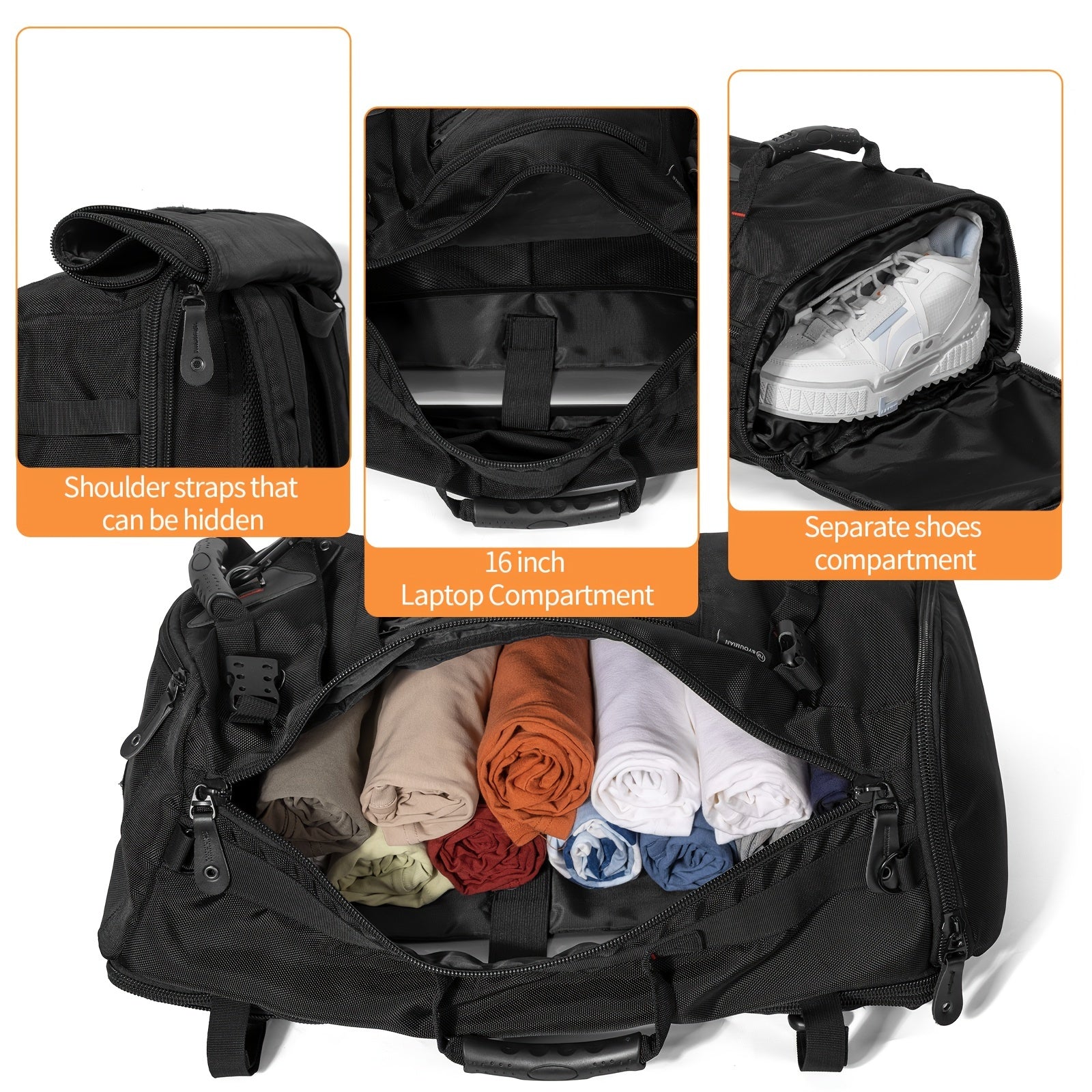 Travel Backpack Carry On Durable Convertible Duffle Bag