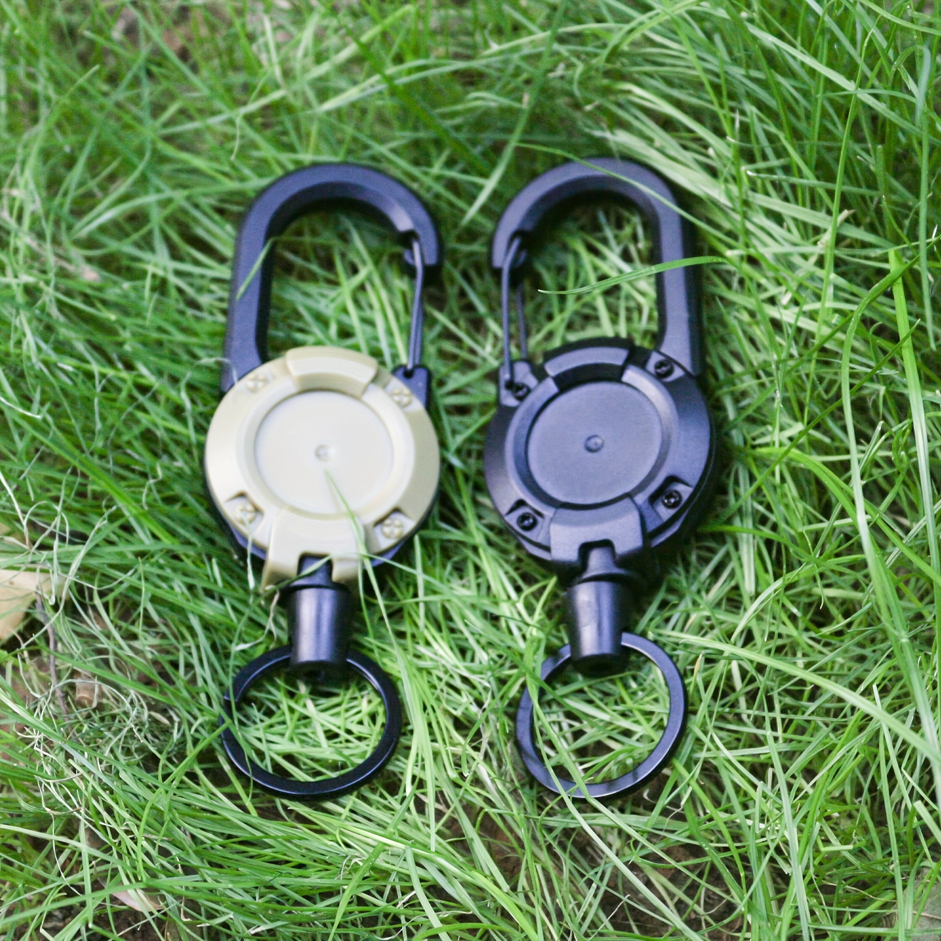 4pcs Metal Fishing Line Retractable Lanyard With Carabiner