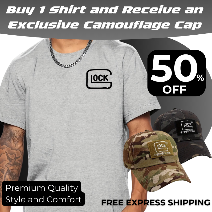 Glock LOCK Graphic T-Shirt + FREE CAMOUFLAGE CAP [LAST UNITS AVAILABLE]