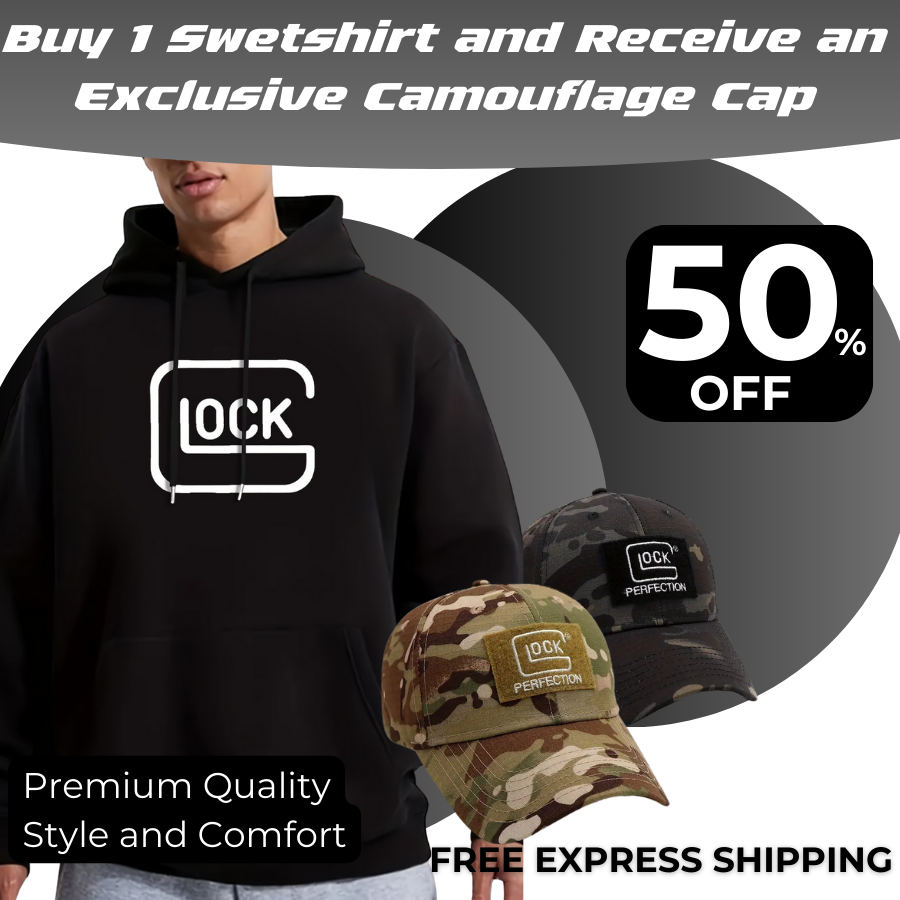 Glock Sweatshirt with Kangaroo Pocket + FREE CAMOUFLAGE CAP [LAST UNITS AVAILABLE]