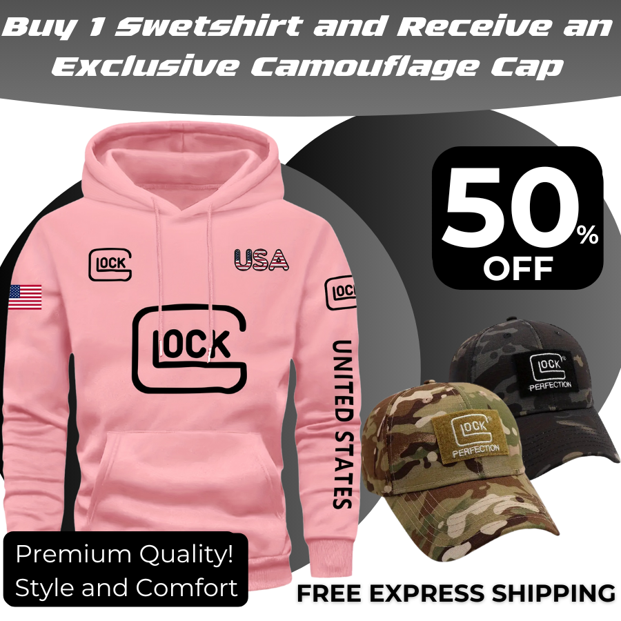 Glock LOCK Graphic Print Casual Hoodie + FREE CAMOUFLAGE CAP [LAST UNITS AVAILABLE]