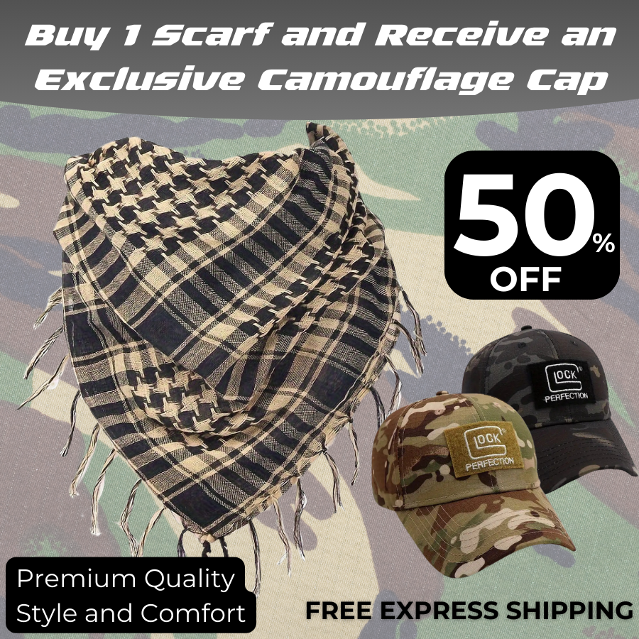 Tactical Plaid Scarf - Windproof & Warm Polyester + FREE CAMOUFLAGE CAP [LAST UNITS AVAILABLE]