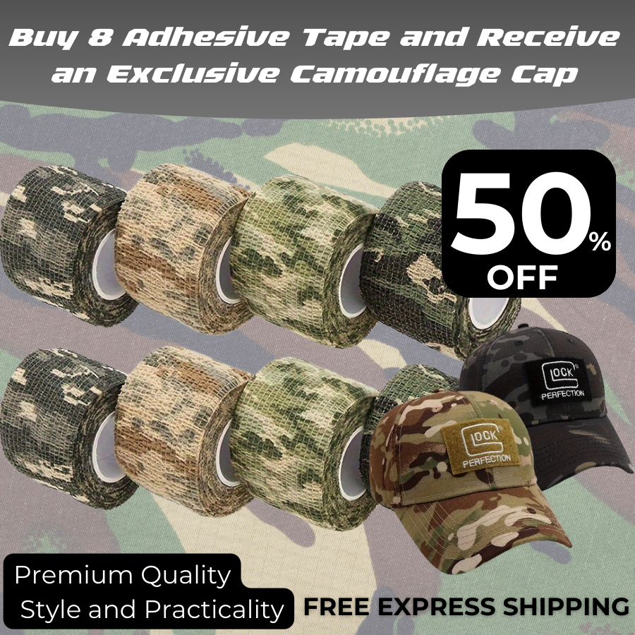 1.97inch x 177.17inch Roll of Multicolor Self-Adhesive Stretch Tape + FREE CAMOUFLAGE CAP [LAST UNITS AVAILABLE]