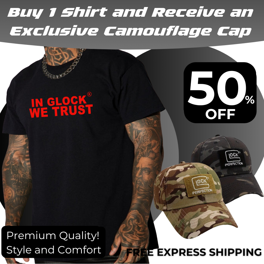 Premium Cotton Glock Trust T-Shirt + FREE CAMOUFLAGE CAP [LAST UNITS AVAILABLE]